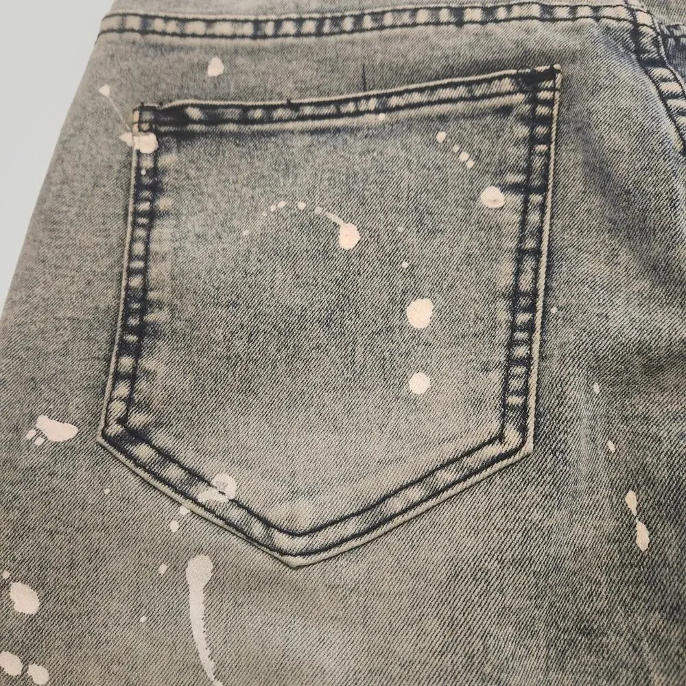NWT Trestles Supply Men's 28 Blue Medium Wash White Paint Splatter Denim Shorts - Picture 13 of 16